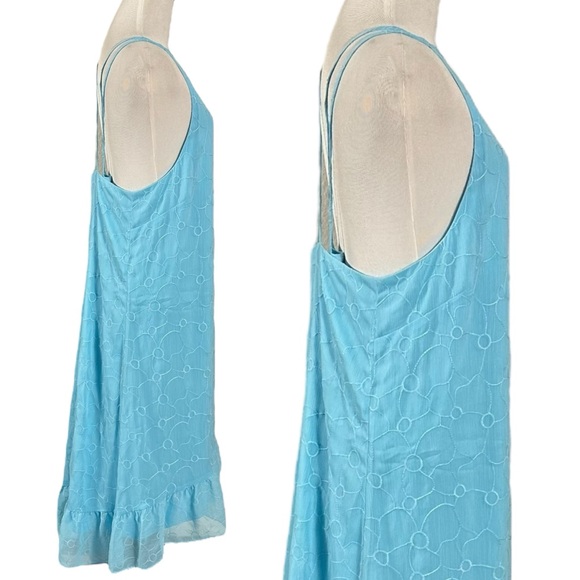 Lauren Ralph Lauren Embroidered Sleeveless Shift Dress Aquamarine Plus Size 18 - Picture 6 of 9